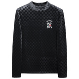 2023冬季新款男士金丝绒加厚加绒半高领打底衫9521P100黑沙发，男装T恤，钱塘6009(原3017)