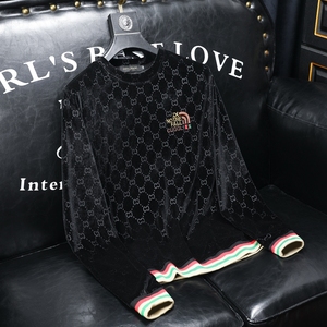 2023秋冬新款欧货潮流金丝绒压花刺绣男士卫衣 9512 P90 黑 沙发,男装卫衣,钱塘6009(原3017)