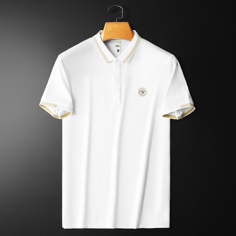 欧货高品质丝光棉2023夏季新款男士短袖POLO衫5506-P75黑平铺,男装Polo衫,钱塘6009(原3017)