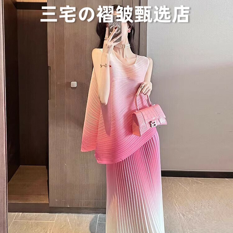 三宅风系列褶皱套装两件套女装