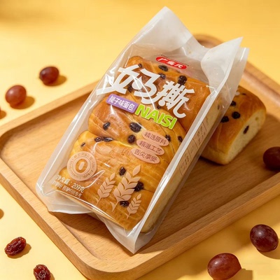 广鑫元奶撕提子味面包208g吐司提子干面包学生早餐饱腹零食品