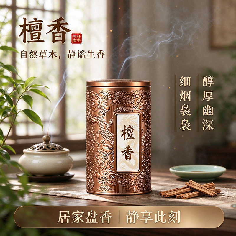 檀香盘香香薰宫廷雅香香气醇厚幽深细烟袅袅家用室内除臭留香薰香