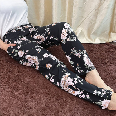 老人夏装睡裤女加肥加大码200斤老太太纯棉绸家居裤婆婆透气长裤