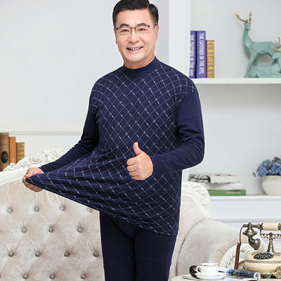 老年人休闲运动保暖内衣男装爸爸全棉秋衣裤7080岁爷爷睡衣纯棉质