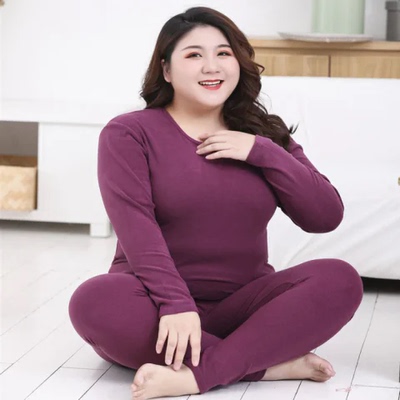 奶奶冬装内衣套装德绒阔太太保暖秋衣套头老人睡衣女特大码200斤