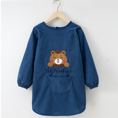 秋冬儿童罩衣男童中大童女宝宝反穿衣围裙女童长袖 防水防脏水晶绒