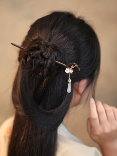 黑檀木发簪高级感小众古风发钗流苏步摇簪子简约现代汉服国风头饰