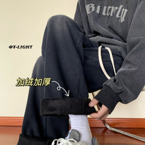 港风新款男士宽松直筒裤破旧牛仔休闲裤1401-K058-P40 K058JR-P45图片