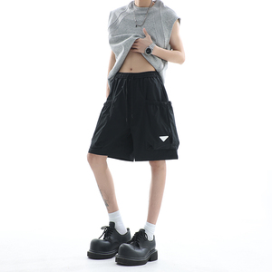 高品质夏季新款港风宽松五分男士工装短裤潮款1401-DK74-P30控48
