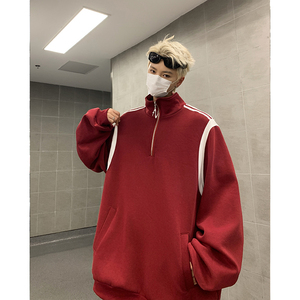 半拉链立领卫衣男季新款撞色设计感小众宽松休闲1401-W3003-P45图片