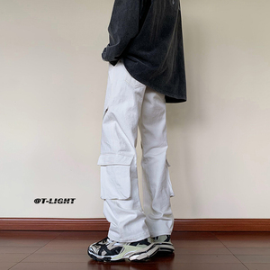 秋冬新款青少年工装拖地裤休闲潮牌直筒高街裤1401-K064-P50控78图片