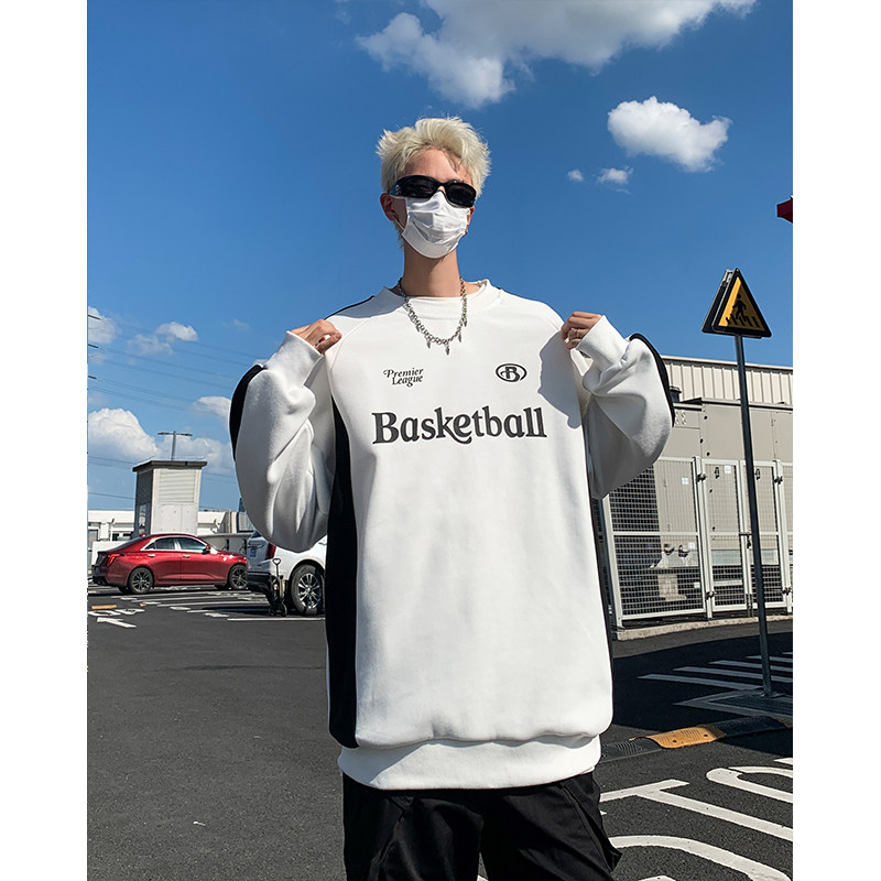 牧系高街运动长袖卫衣高街圆领套头秋季宽松潮牌1401-W3006-P35，男装卫衣，星座1401