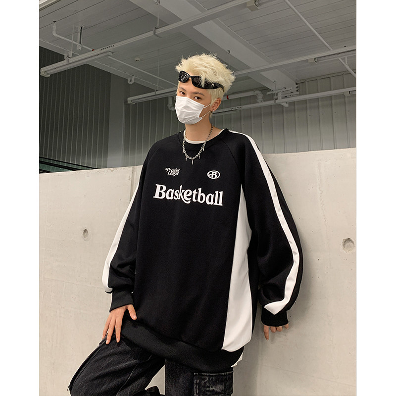 牧系高街运动长袖卫衣高街圆领套头秋季宽松潮牌1401-W3006-P38，男装卫衣，星座1401