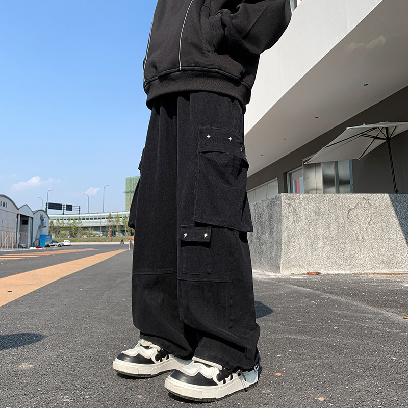 潮牌工装长裤纯色青少年设计男士秋冬新款直筒宽松1401-K103-P50，男装工装外套，星座1401