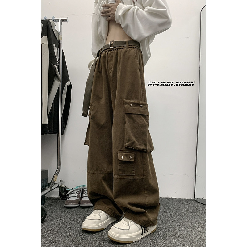 潮牌工装长裤纯色青少年设计男士秋冬新款直筒宽松1401-K103-P50，男装工装外套，星座1401