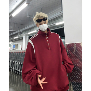 半拉链立领卫衣男季新款撞色设计感小众宽松休闲1401-W3003-P45图片