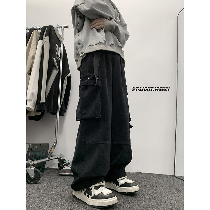 潮牌工装长裤纯色青少年设计男士秋冬新款直筒宽松1401-K103-P50,男装工装外套,星座1401