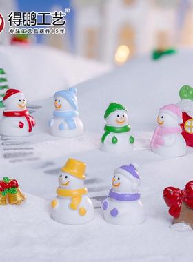 新款圣诞节可爱围巾雪人摆件微景观雪景diy摆件汽车桌面家居饰品