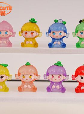 夜光坐姿水果萌粒 diy可爱手工树脂萌粒摆件汽车内饰装饰小摆件