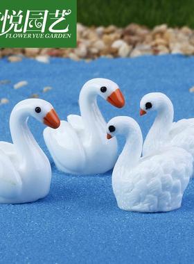 微景观创意真白天鹅情侣 DIY蛋糕装饰品挂配件桌面汽车载小摆件