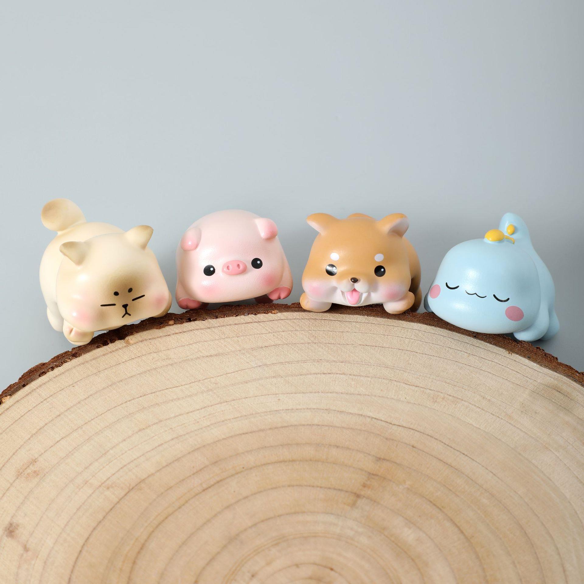 电脑屏幕显示器趴趴小动物摆件创意汽车车载中控台屏幕车内装饰品