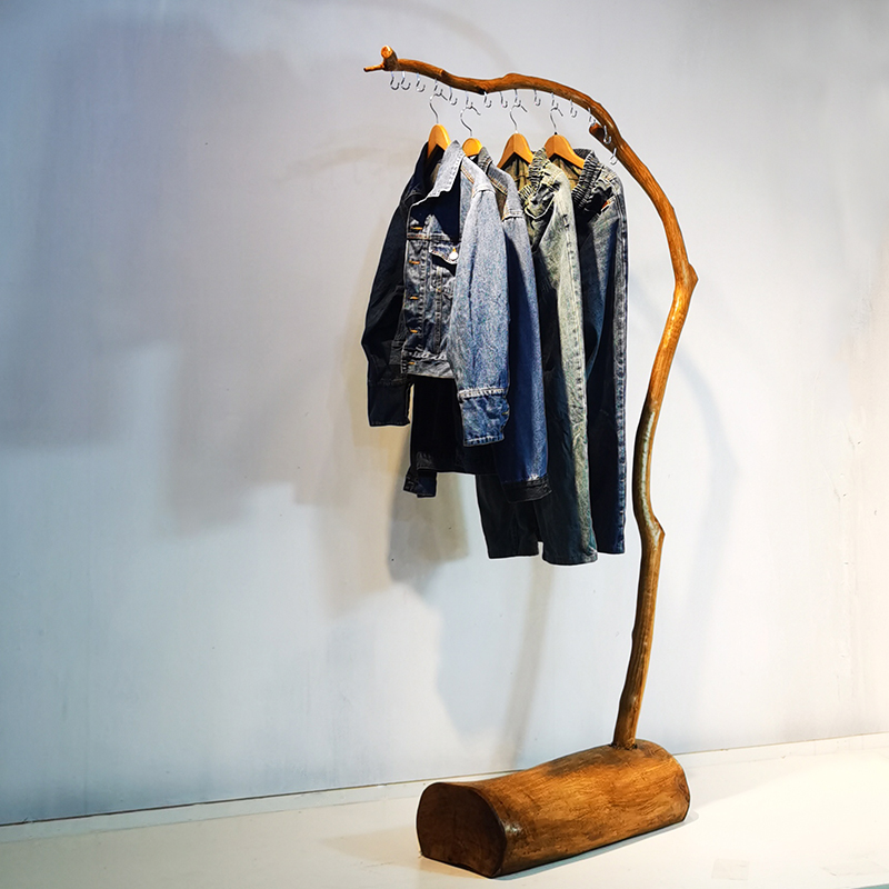 干树枝落地摆件手工装饰衣帽架