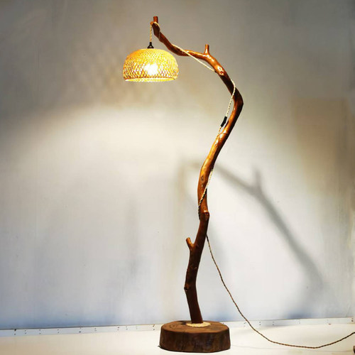 手工装饰灯架衣帽架侘寂风室内服装店干树枝轻装中式灯饰落地摆件