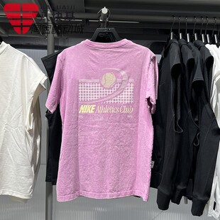 T恤 耐克女装 2026夏季 粉紫色背面印花复古做旧宽松短袖 503 IR7876