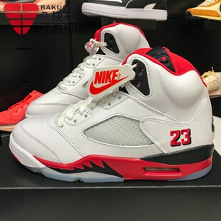 Nike耐克男鞋2025冬Jordan AJ5火焰花复古高帮篮球板鞋HQ7978-101
