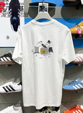 阿迪达斯三叶草男装2025夏季新品时尚印花纯棉运动短袖T恤 KA2248