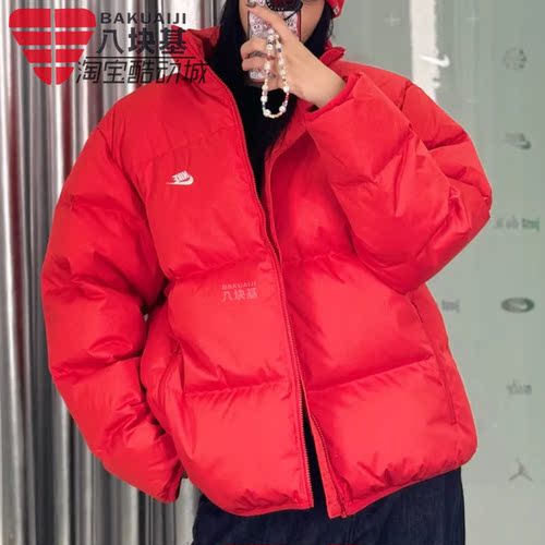 御寒保暖红色立领羽绒服耐克