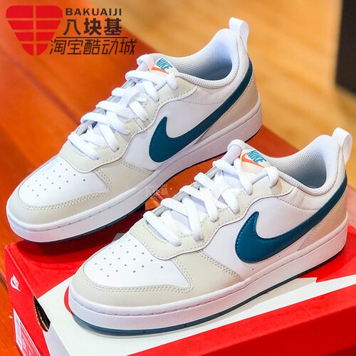 Nike耐克大童鞋2026春季COURT蓝色钩子小白鞋舒适板鞋 BQ5448-017