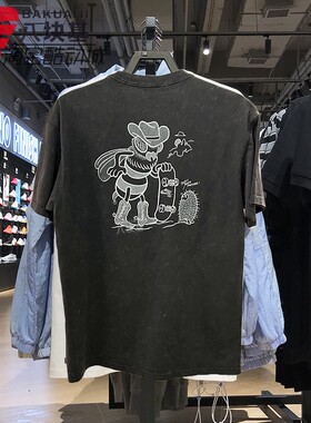 耐克男装2025秋季复古做旧款图案印花潮流运动短袖T恤 HV1307-045