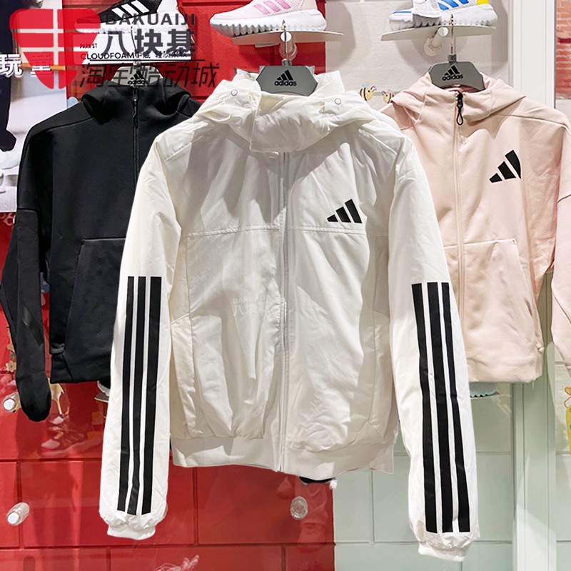 保暖运动连帽羽绒服外套阿迪达斯