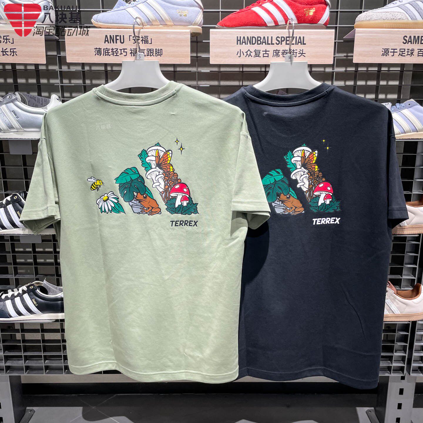 阿迪达斯男装2026夏款户外运动卡通印花运动短袖T恤KG3847 KG3848