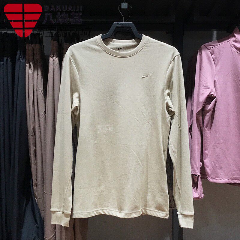 耐克男装2025春季款纯色简约针织舒适圆领休闲长袖T恤 FB8586-251