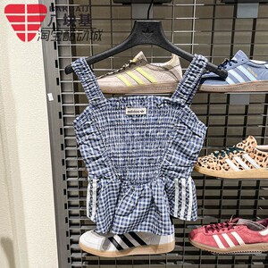 三叶草女装格纹甜酷收腰吊带背心