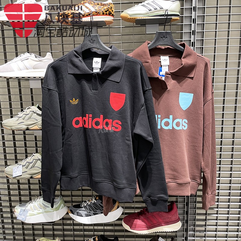 阿迪达斯三叶草女装2025冬季款纯棉宽松卫衣套头衫JY3527 JZ0879