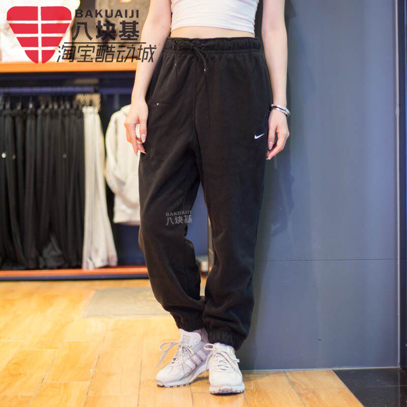 Nike耐克女裤2025春款羊羔绒加绒保暖宽松休闲束脚长裤FB5579-010
