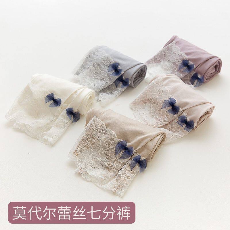 女童打底裤夏季薄款儿童莫代尔七分裤外穿女宝宝洋气修身长裤子潮
