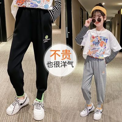 女童运动裤2026春秋洋气休闲卫裤秋冬儿童加绒裤子中大童宽松长裤