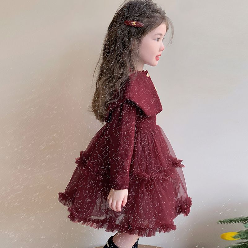 童装2025新款女童连衣裙秋冬季加绒儿童宝宝生日周岁礼服公主裙子