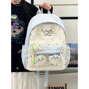 新款食量日系少女吧唧可爱书包痛包波点背包学生大容量百搭双肩包