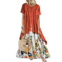 Loose WOMEN DRESS VINTAGE SUMMER FLIRAL PRINT PARTY DRESSES