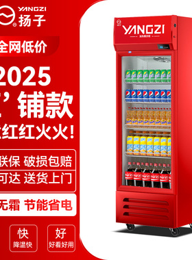 扬子单门啤酒饮料展示柜冷藏超市冰柜商用冰箱立式保鲜冷柜双开门