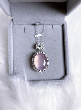 天然冰种紫罗兰平安扣吊坠项链