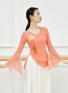 古典舞纱衣身韵练功服女飘逸演出服艺考中国风仙女基训舞蹈服上衣