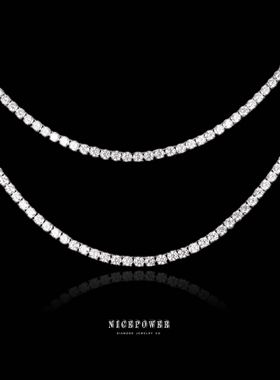 NICEPOWER 4mm VVS级 D色莫桑石网球项链 欧美嘻哈网球项链