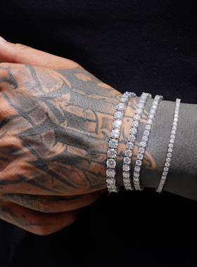 NICEPOWER VVS级 D色莫桑石网球手链嘻哈古巴饰品