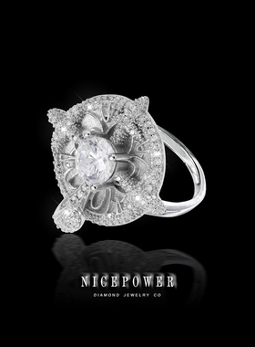 NICEPOWER  S925银 海盗罗盘戒指 满钻戒指